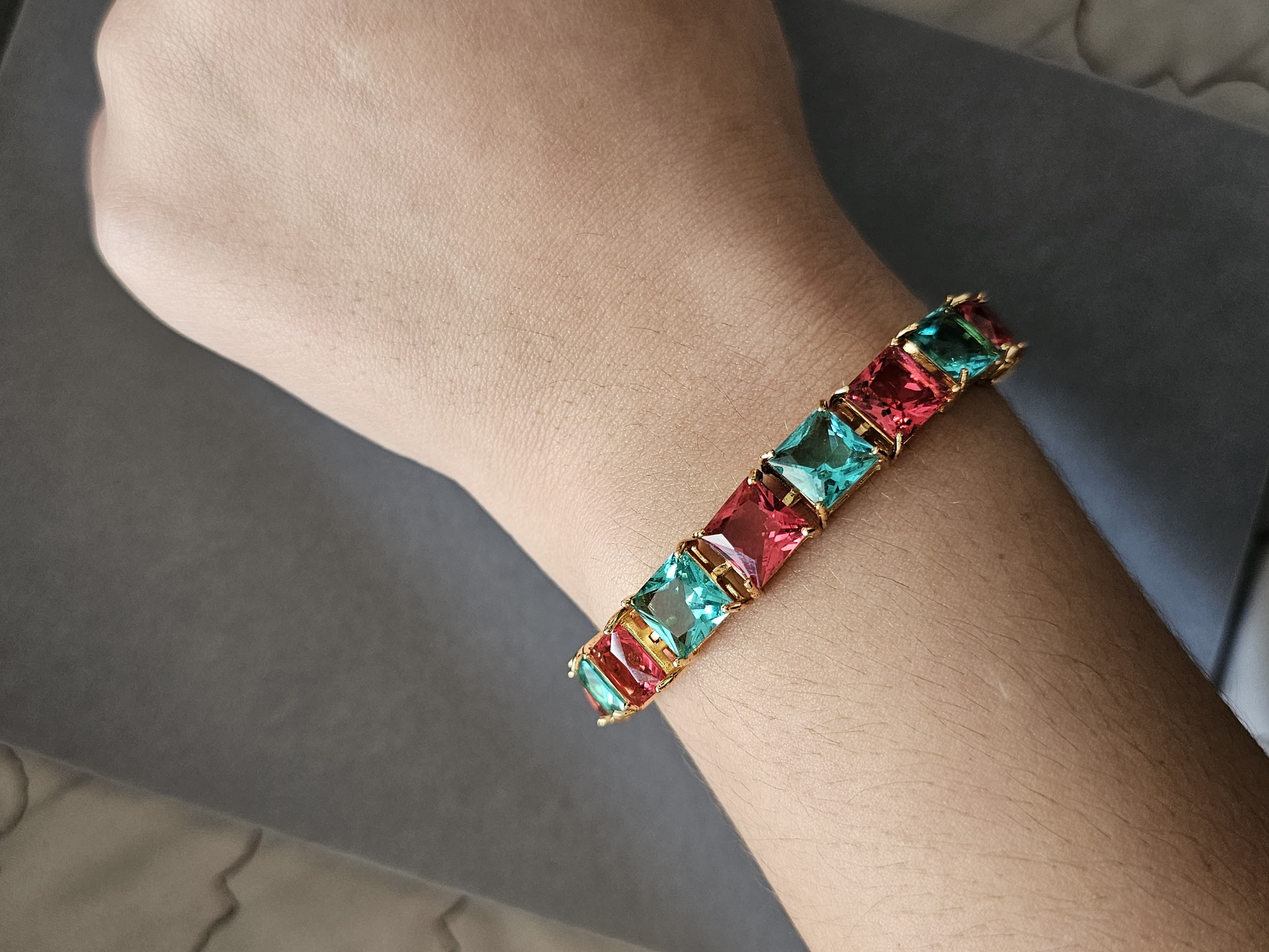 Pulseira Rainbow Luxo Banhada a Ouro 18K