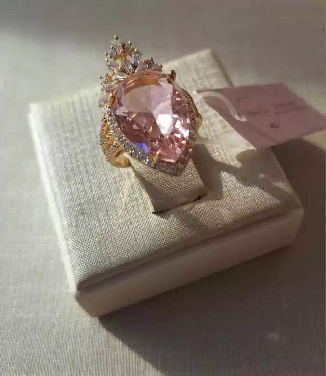Anel pedra rosa
