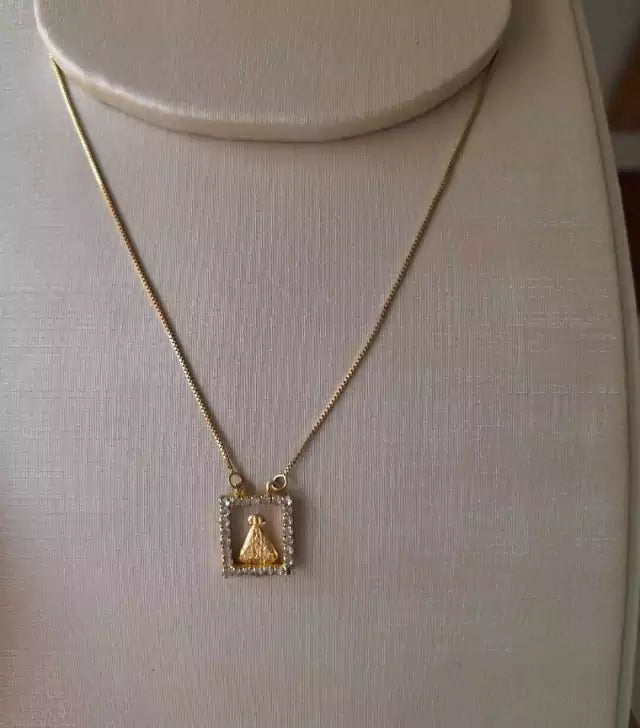 Colar Nossa Senhora Aparecida cravejada